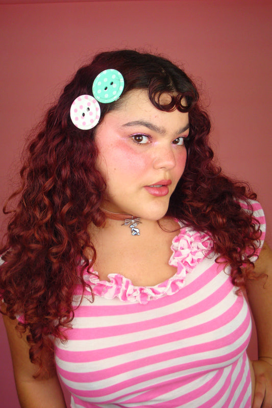 Set of 2 Button Hairclips
