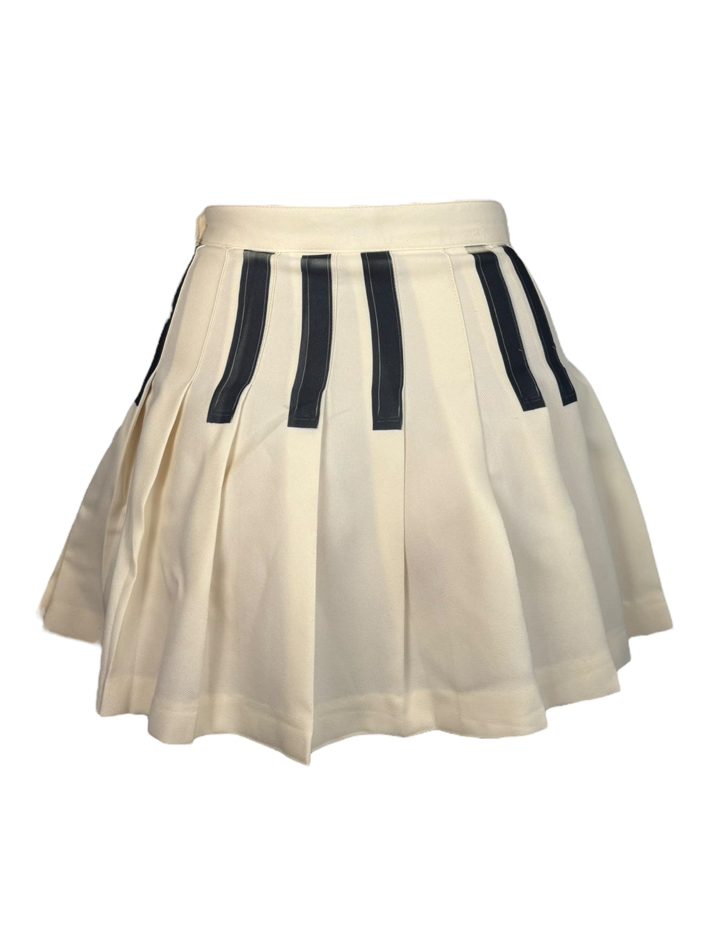 Piano Ivory Pleated Mini Skirt - S