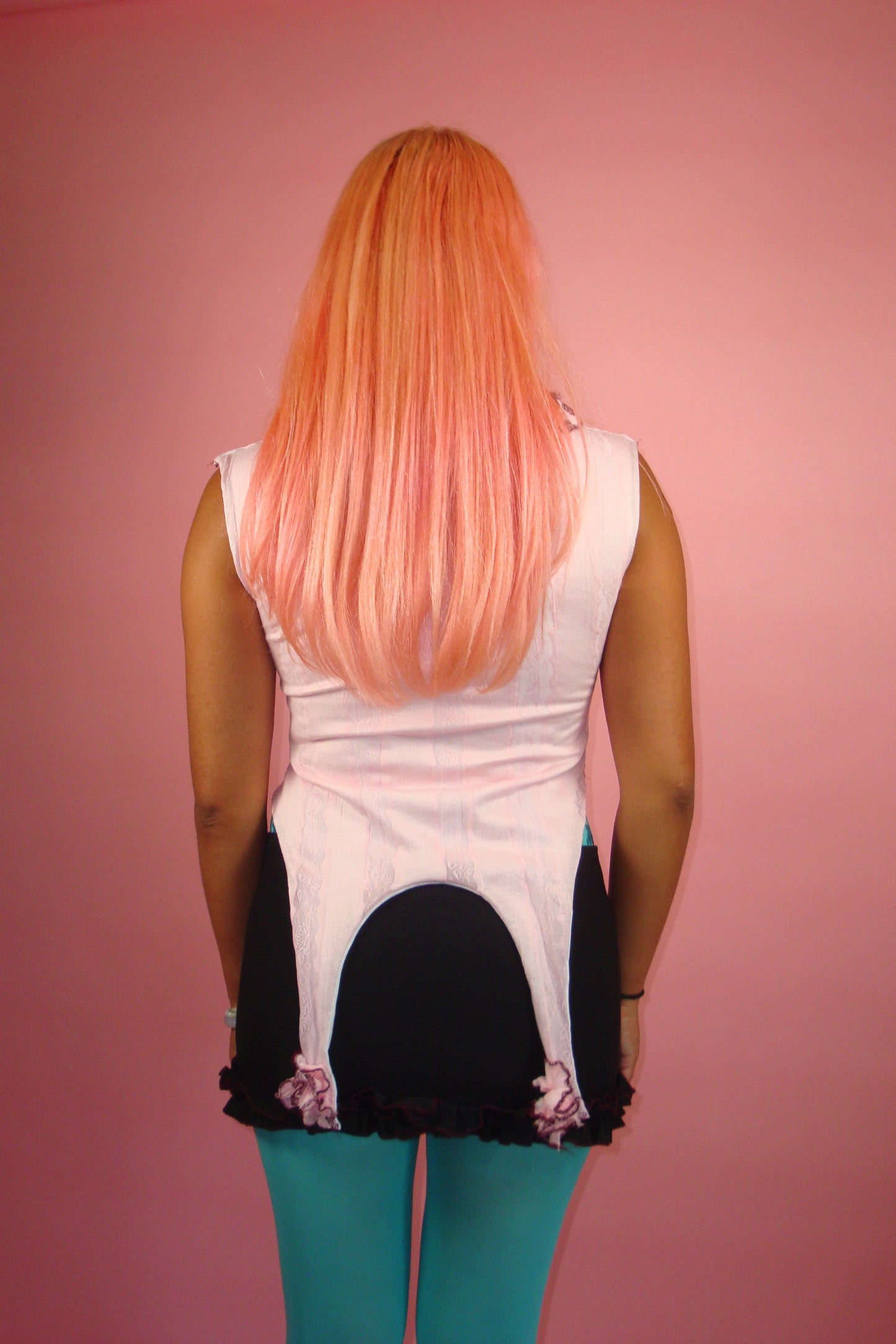 Isabella Pink Lace Sleeveless Garter Top - M