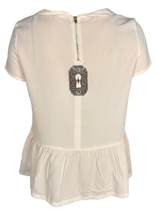 Vivica Pink Peter Pan Ruffle Blouse - S/M