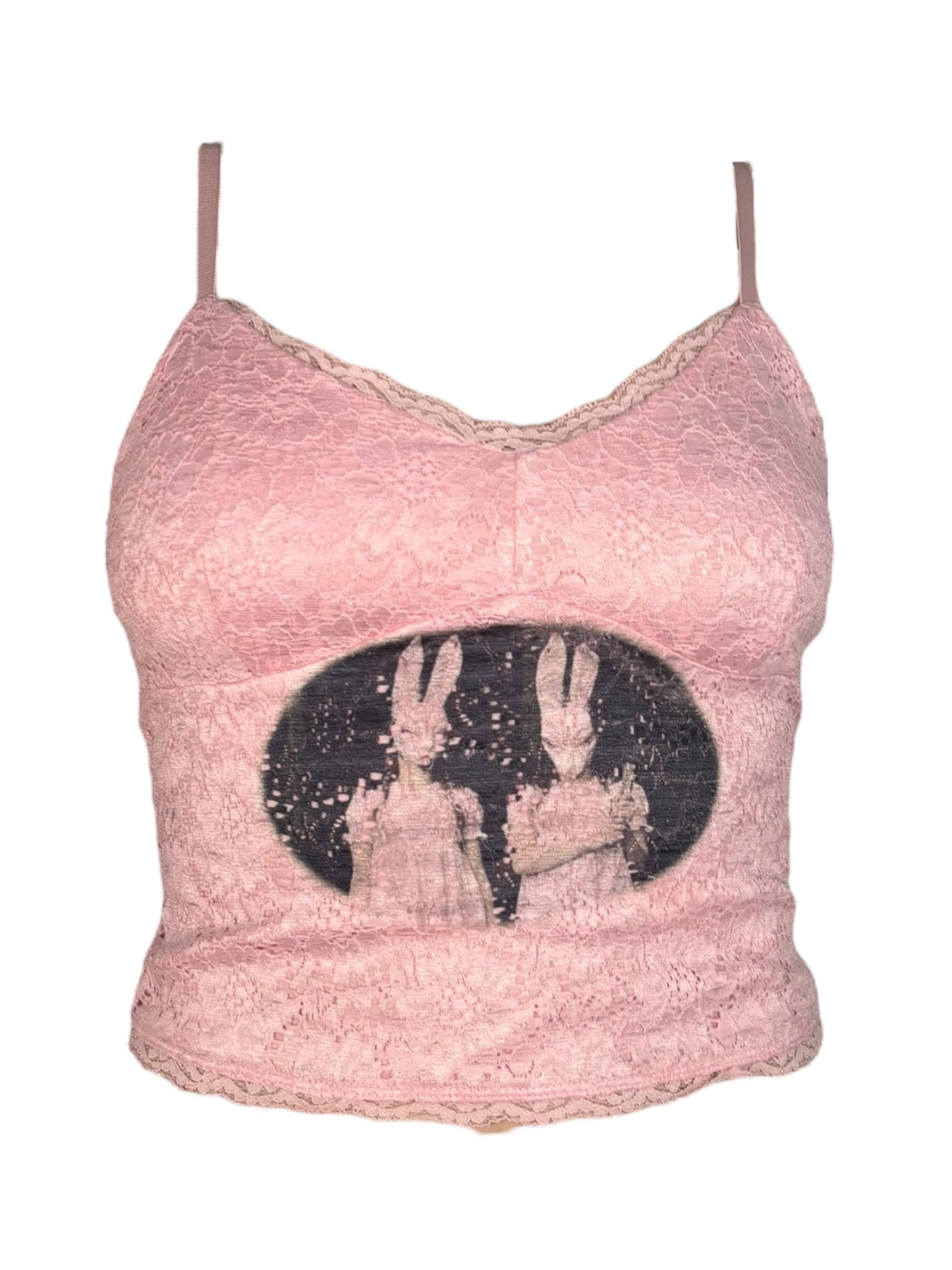 I Love You, Bunny Pink Lace Cropped Tank - M/L