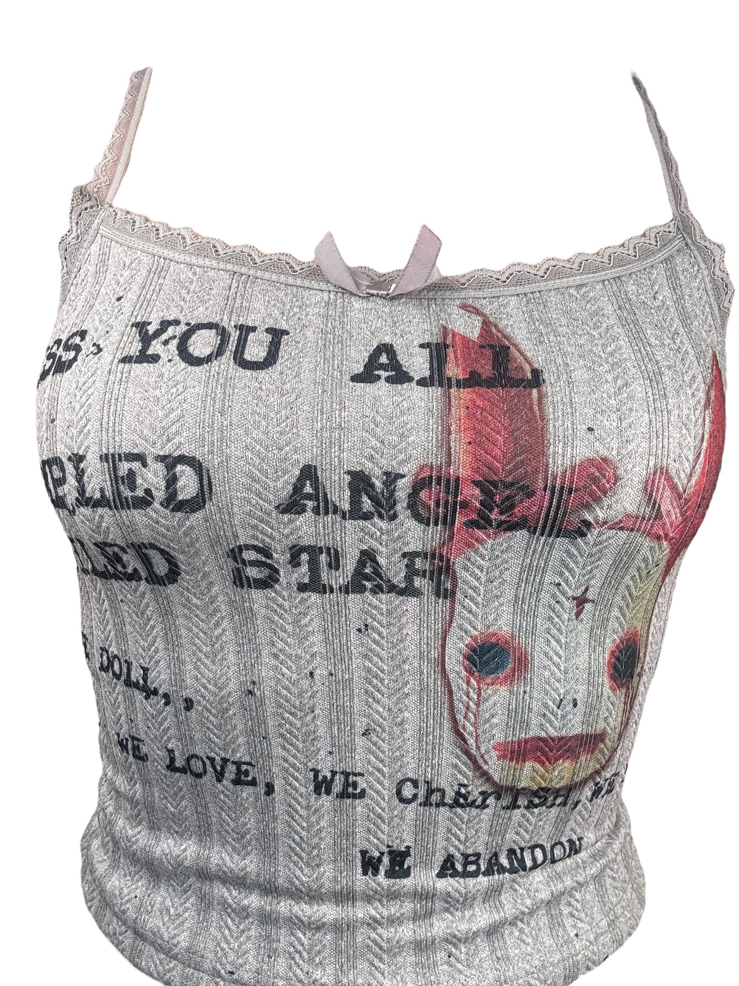 Soiled Star Grey Ribbed Lace Tank - S
