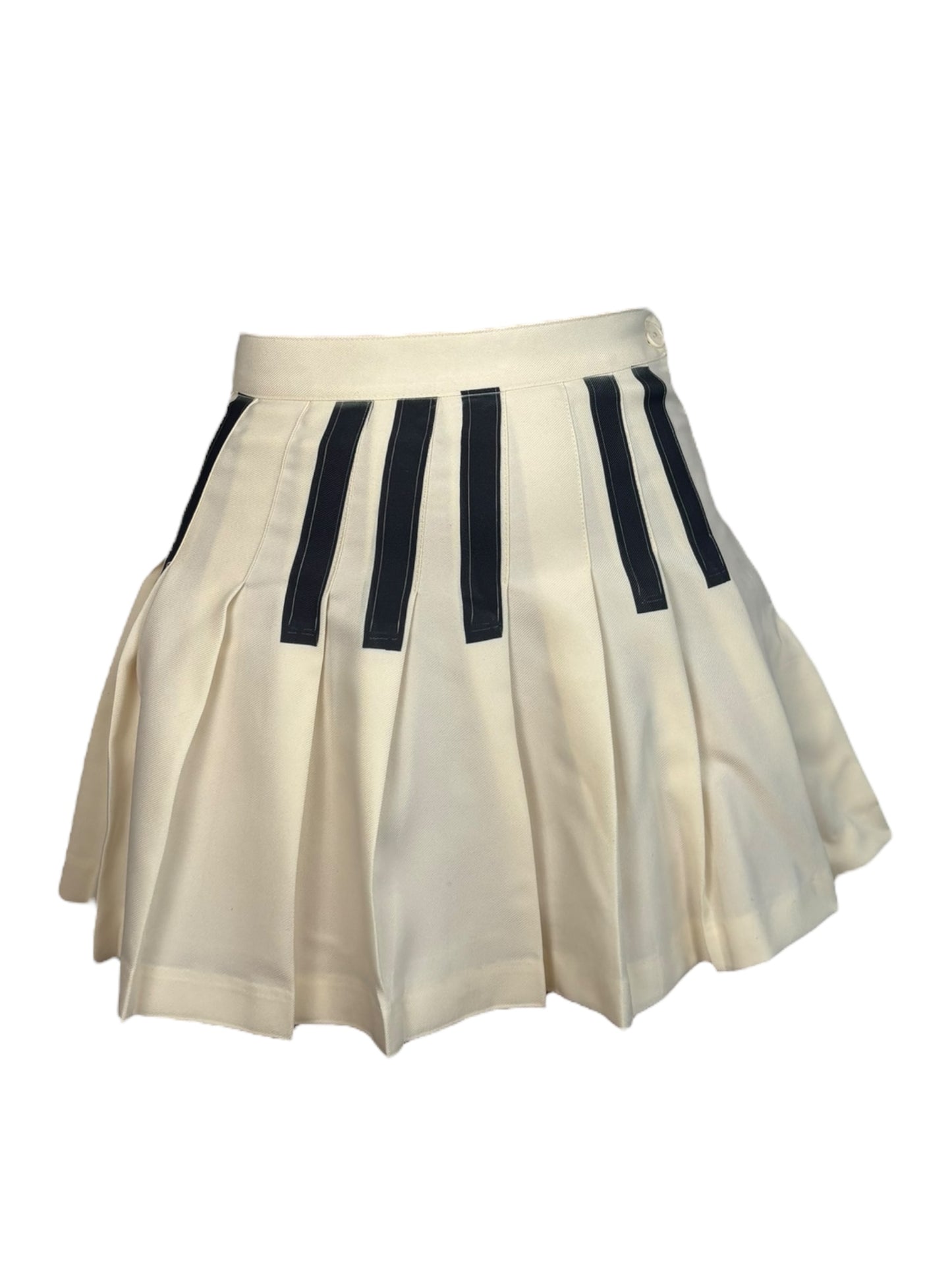Piano Ivory Pleated Mini Skirt - S