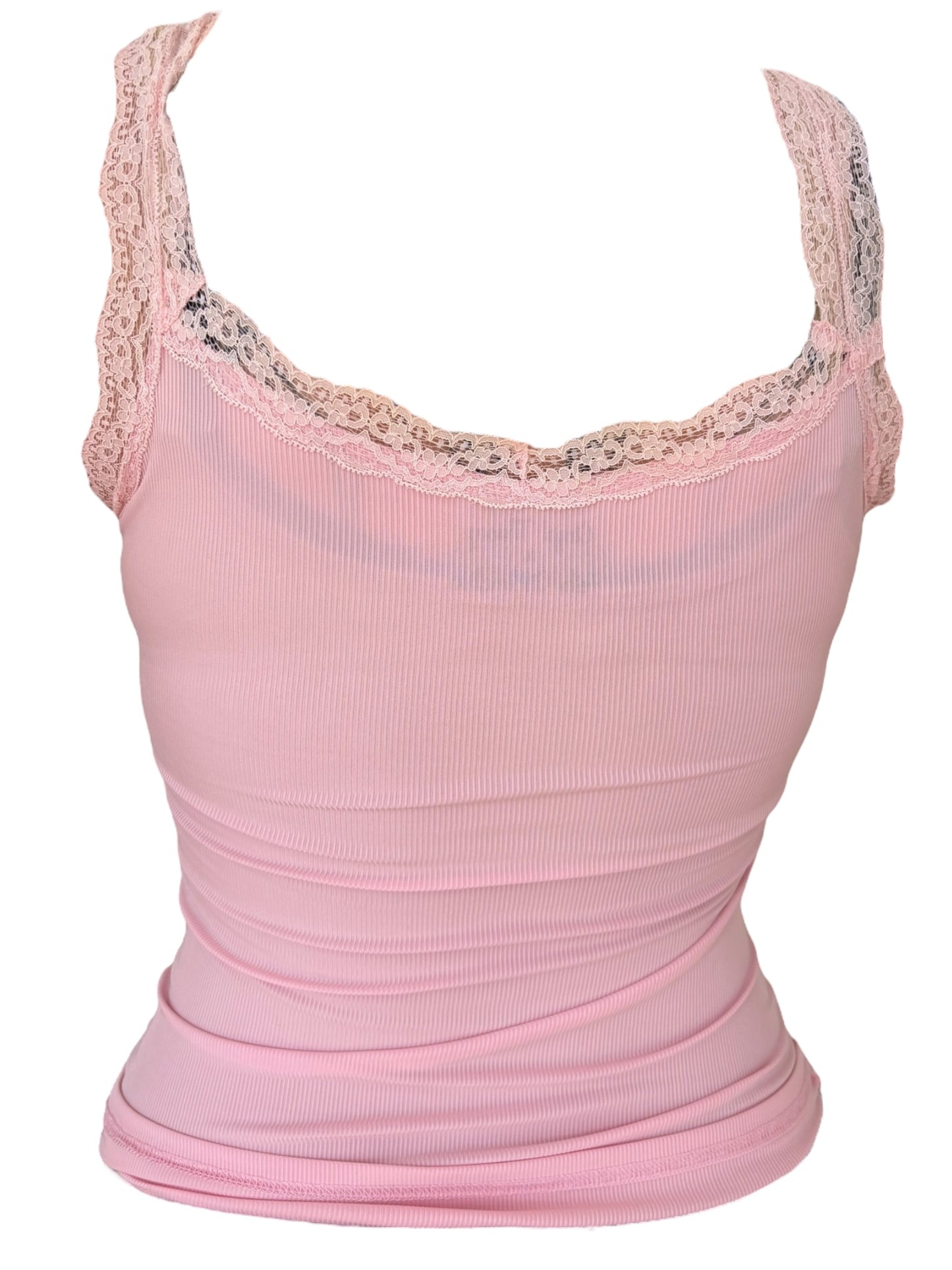Sweet Dreams Pink Lace Tank - S