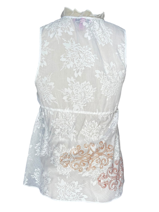 Keyhole White Lace Babydoll Top - M