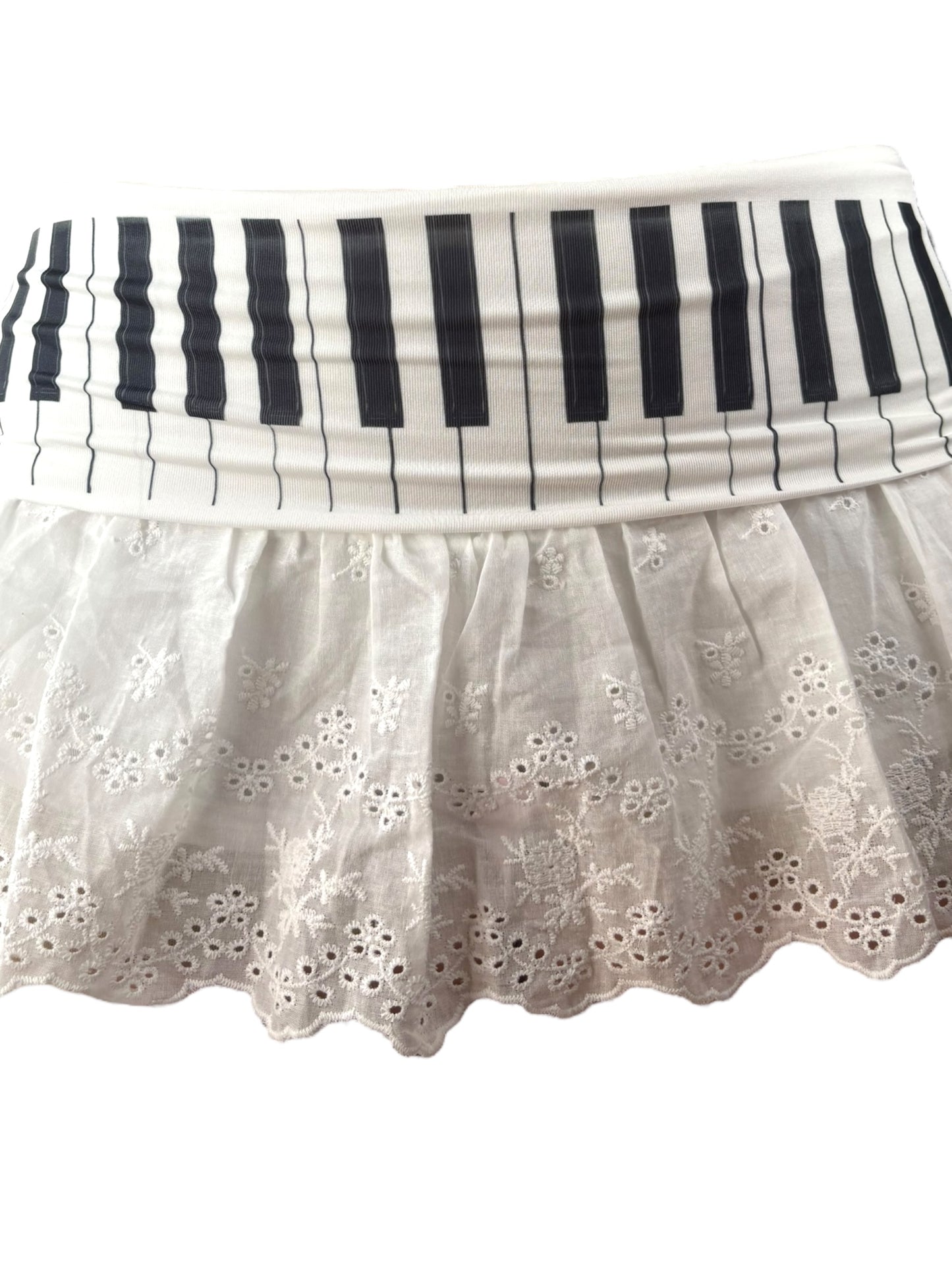Piano Ruffle Lace Mini Skirt