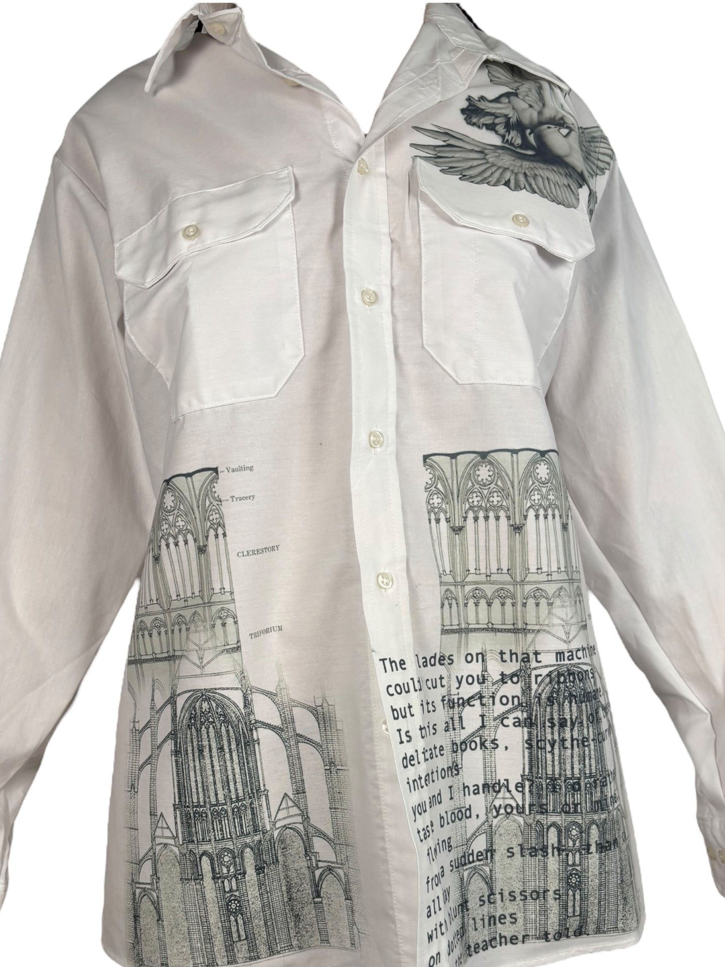 Cathedral Machine White Button Up - 2X/3X