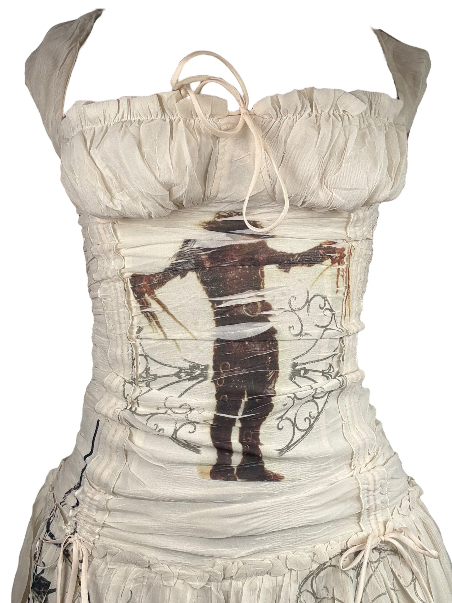 Scissorhand Communion Ivory Flutter Milkmaid Mini Dress - S/M