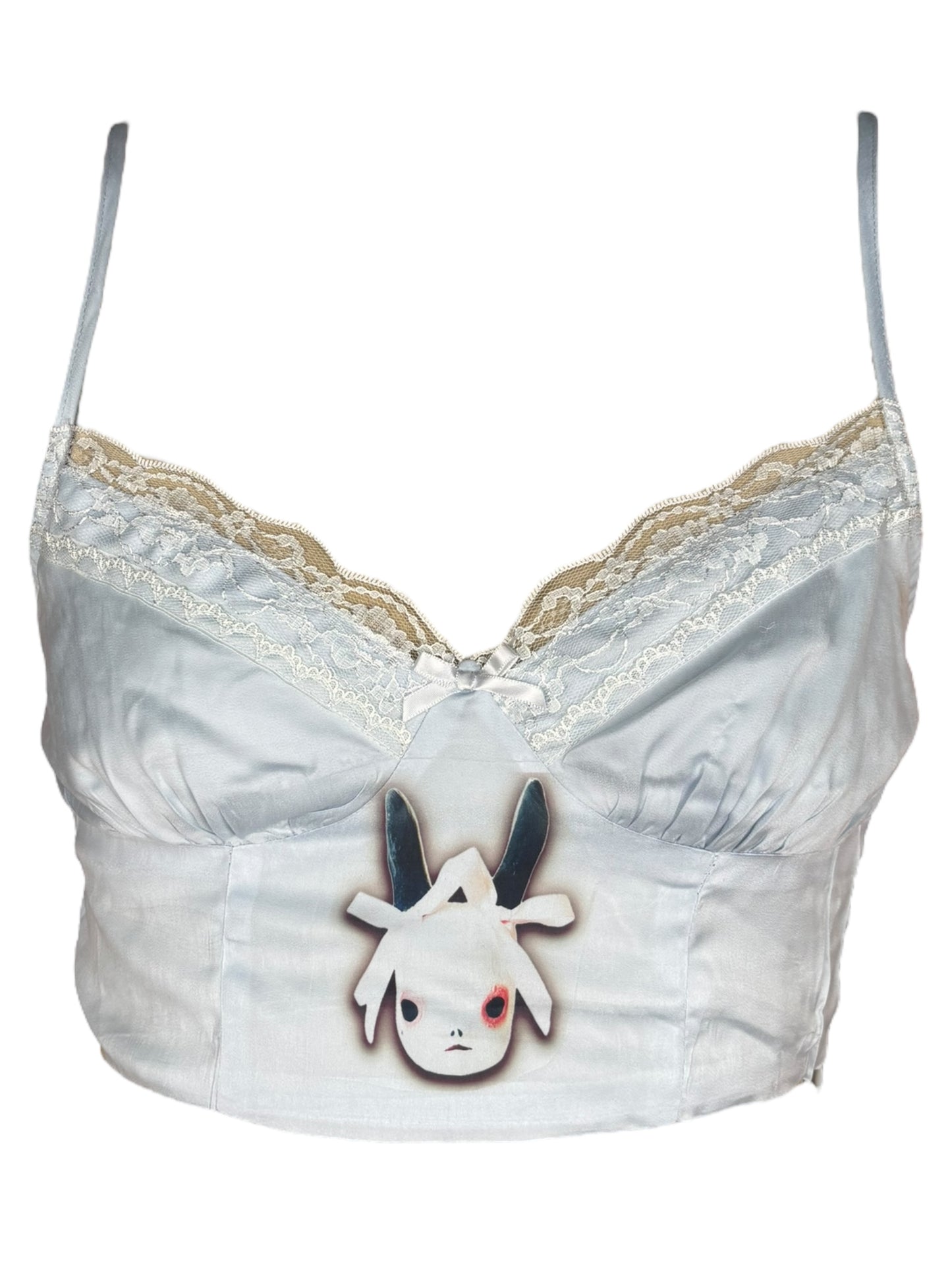 A Hare's Breath Blue Cropped Lace Tank - S
