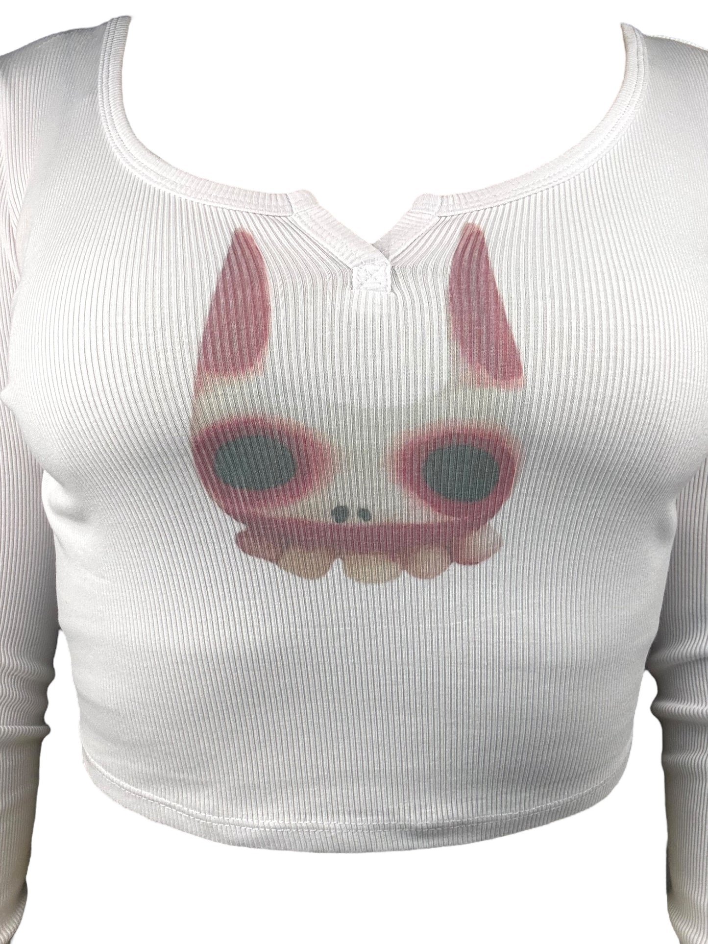 Drusilla's Bite White Henley Cropped Longsleeve - M/L