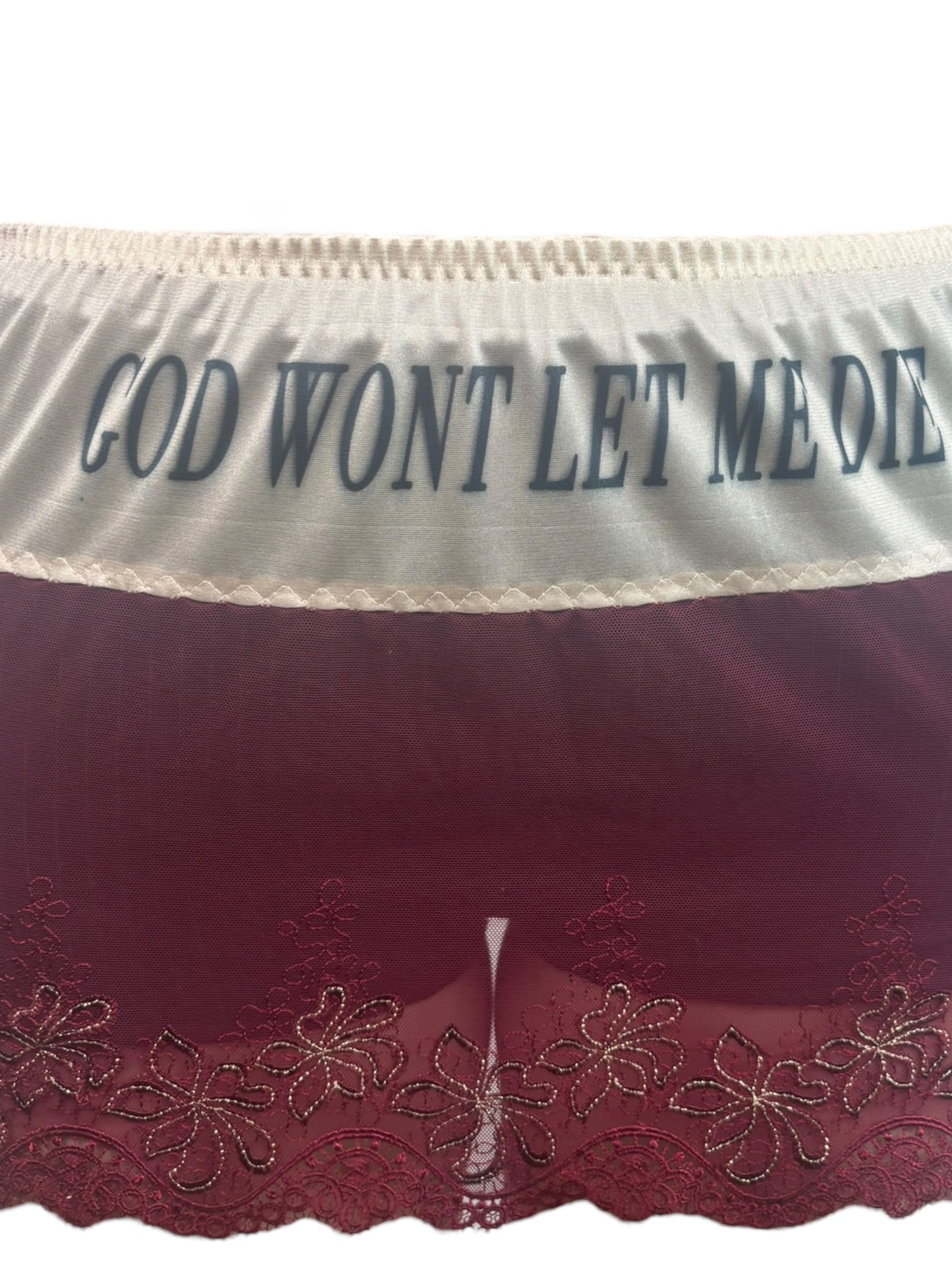 God Won't Let Me Die Maroon Slip Skirt - S/M