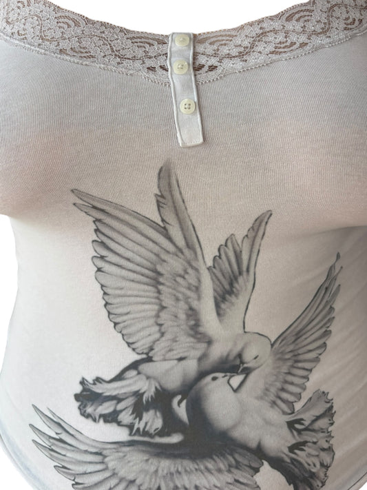Flitting Doves Grey Tank - M