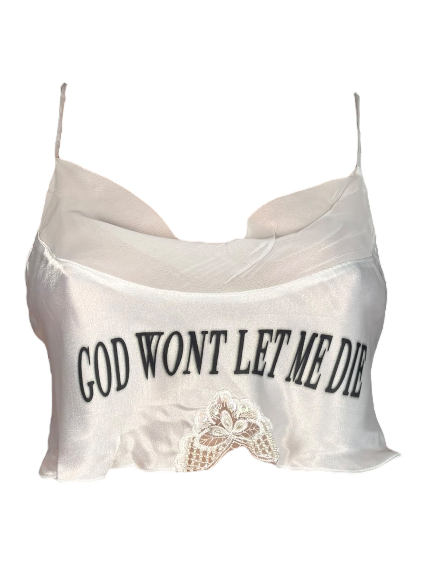 God Won't Let Me Die Vintage White Tank - L