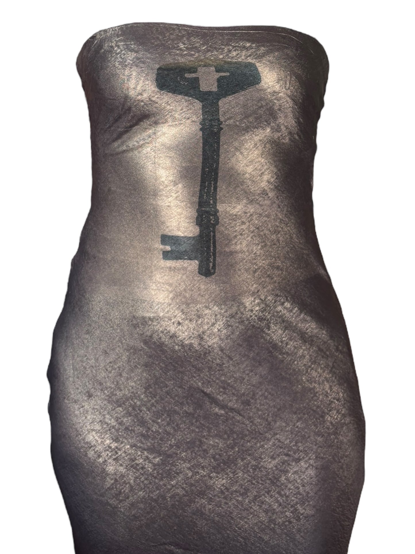 Under Lock and Key Silver Formal Dress - L