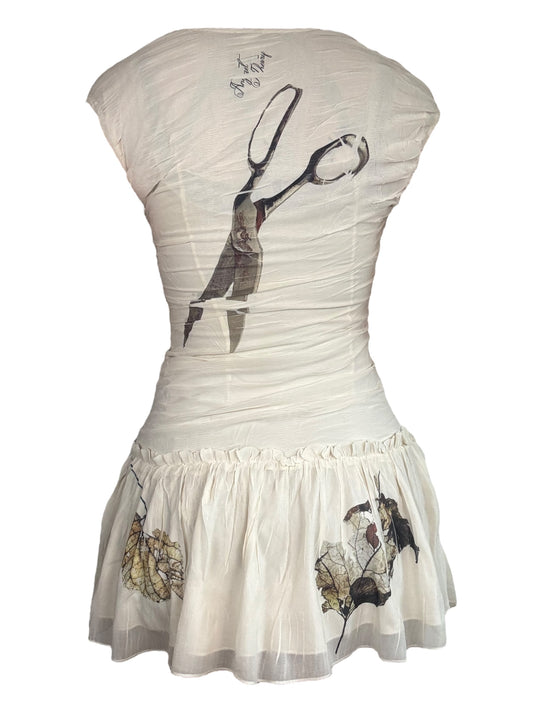 Scissorhand Communion Ivory Flutter Milkmaid Mini Dress - S/M