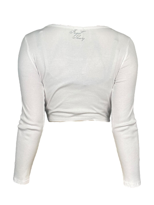 Drusilla's Bite White Henley Cropped Longsleeve - M/L