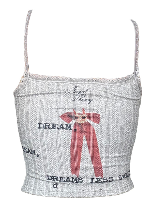 Soiled Star Grey Ribbed Lace Tank - S