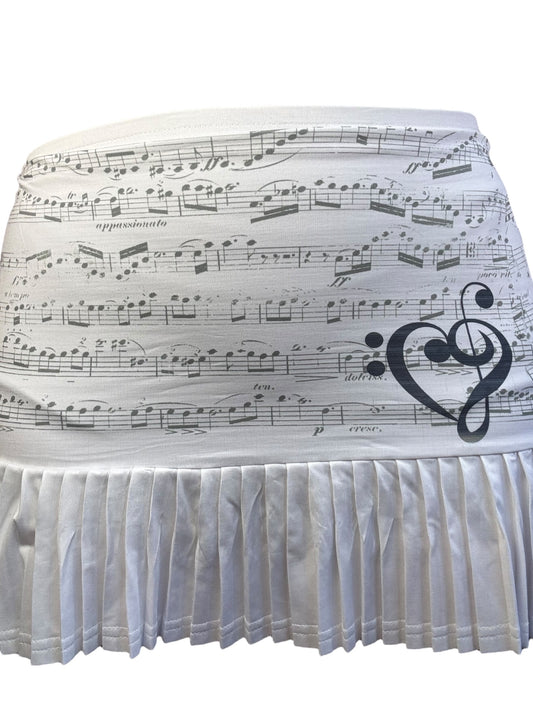 Music Note Pleated Tennis Skirt - M