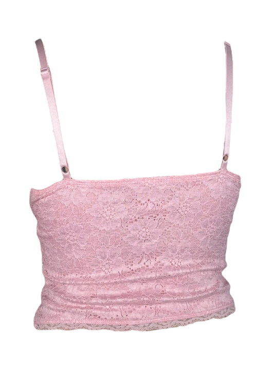 I Love You, Bunny Pink Lace Cropped Tank - M/L