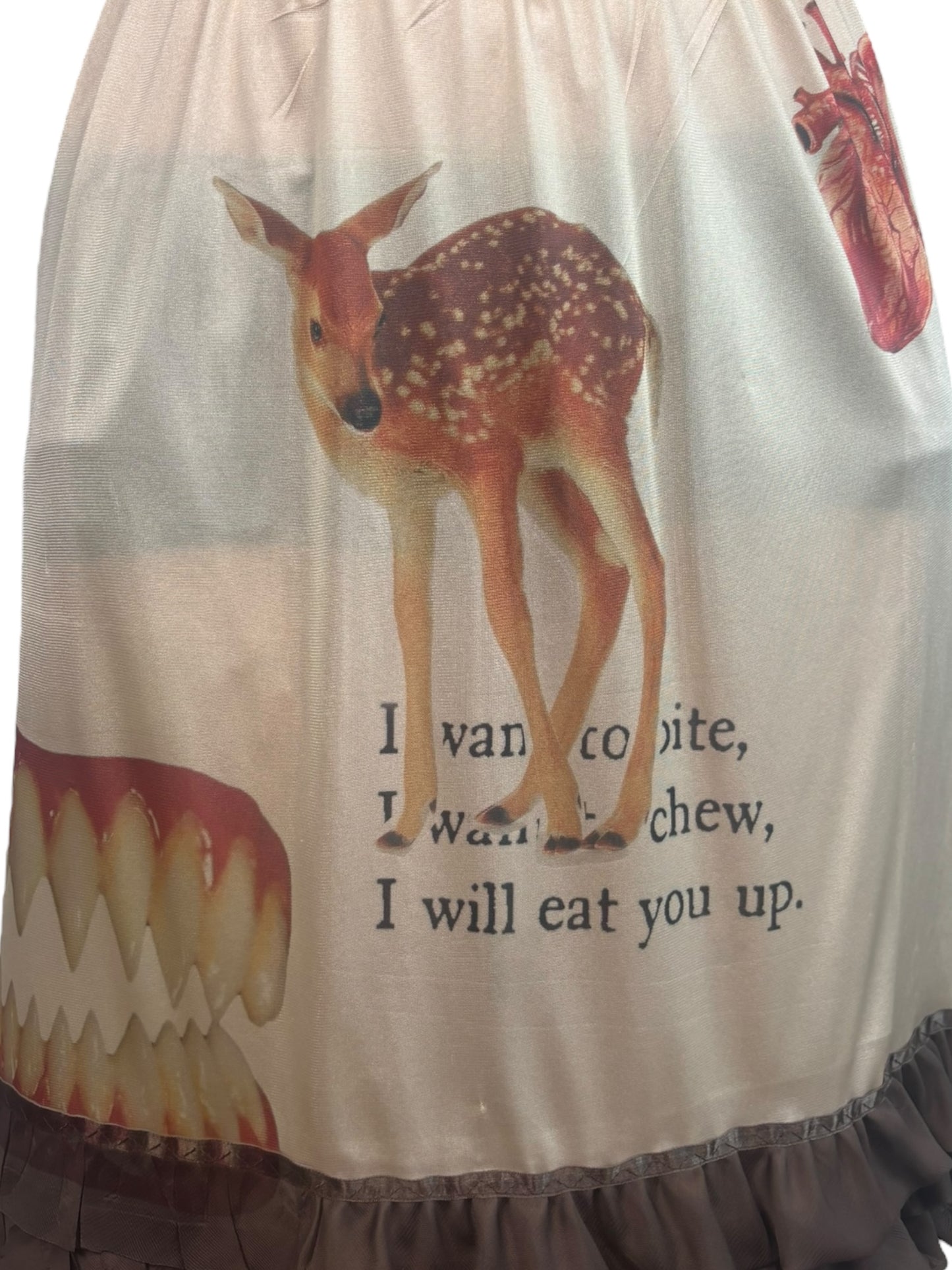 Eat You Up, Deer Tan Ruffle Slip Skirt - L/XL
