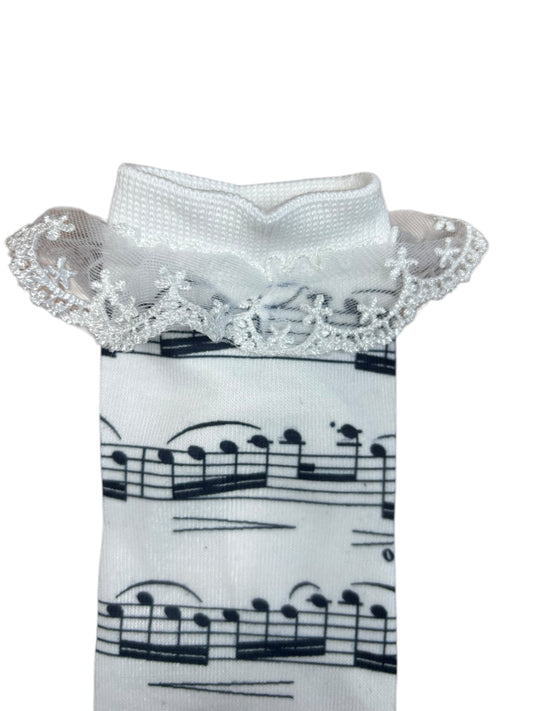 Sheet Music Frilly Ankle Socks