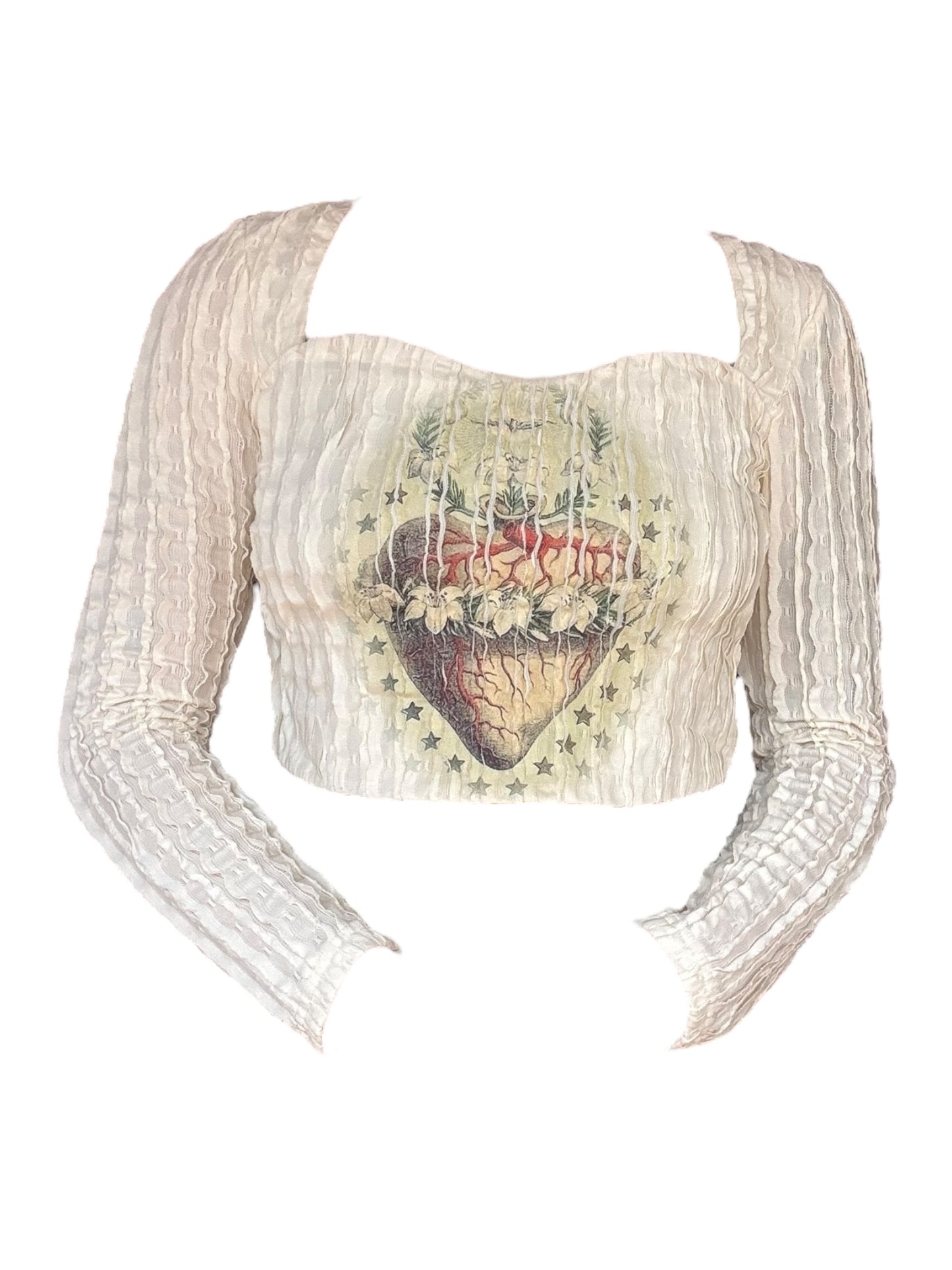 Sacred Heart Ruffle Cropped Longsleeve - M/L