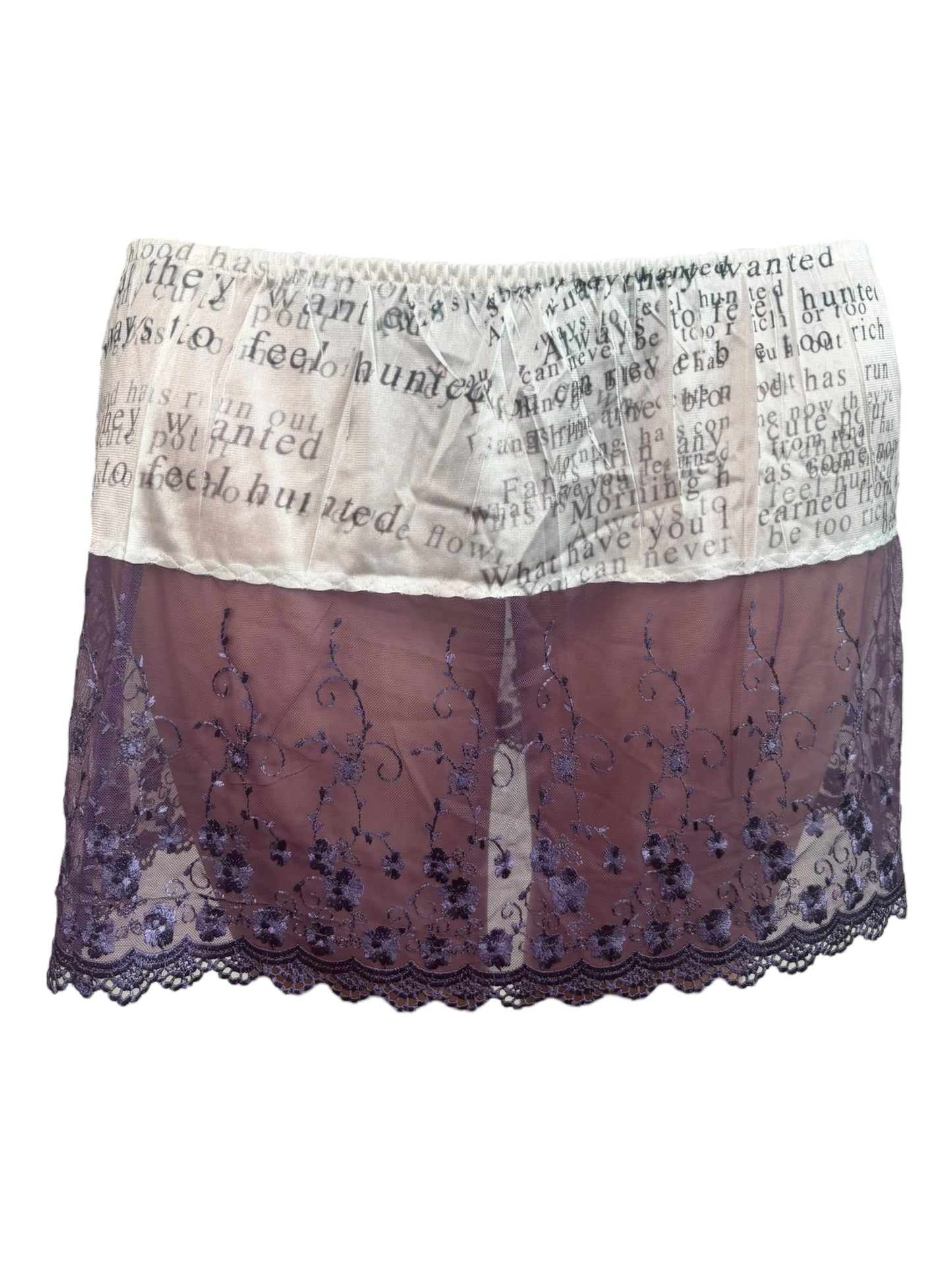 Words Have Run Out Purple Lace Mini Slip Skirt - L/XL