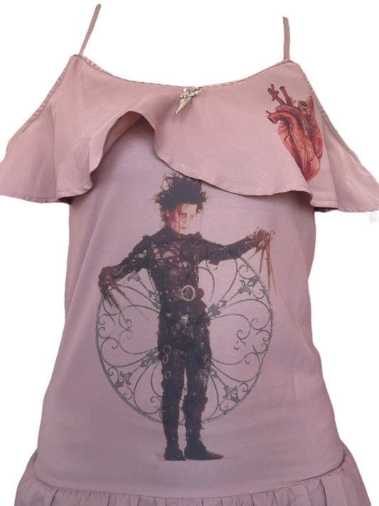 Scissorhand Communion Mauve Flutter Dress - XS