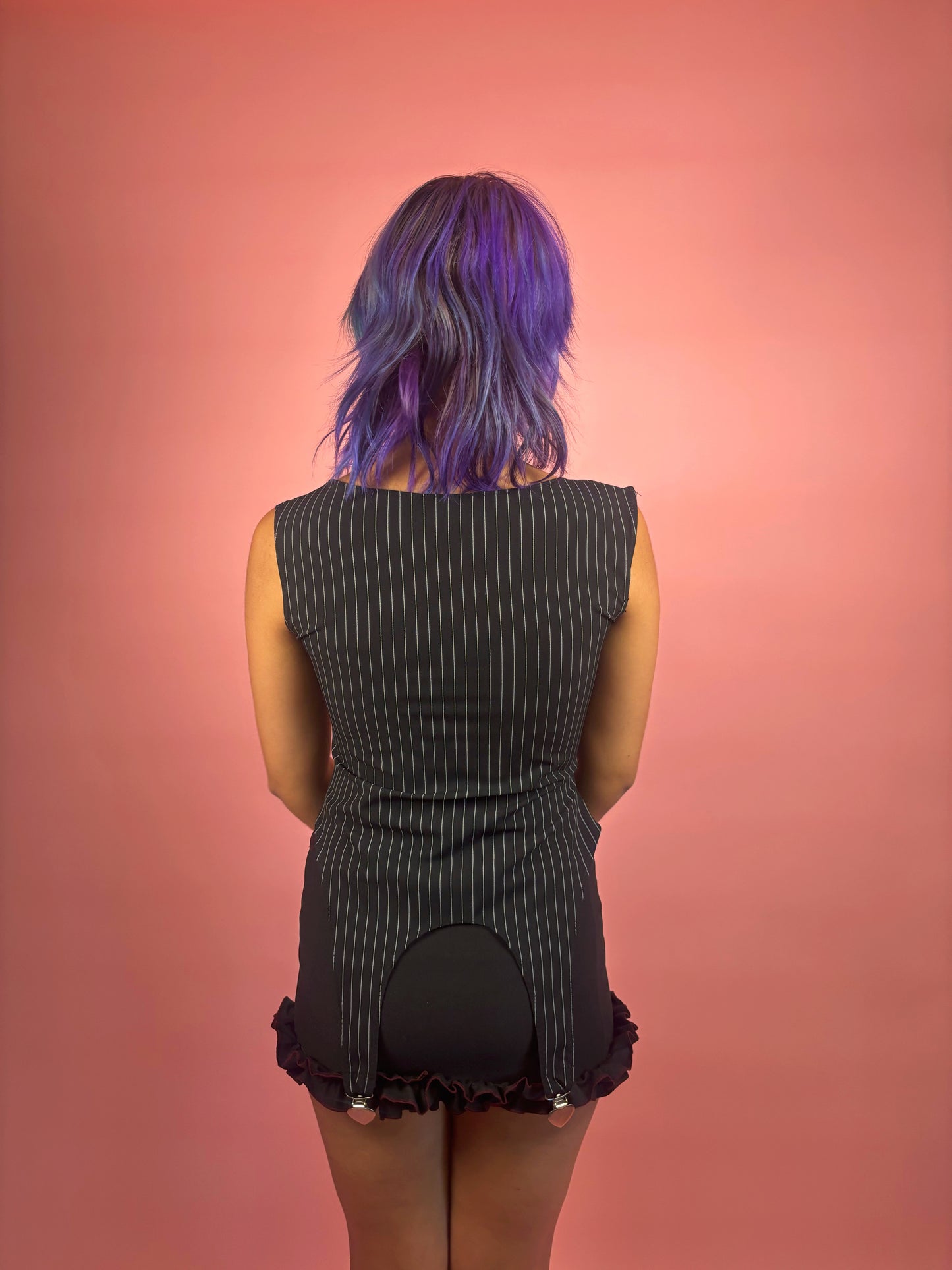 Desdemona Black Pinstripe Garter Top - XXS