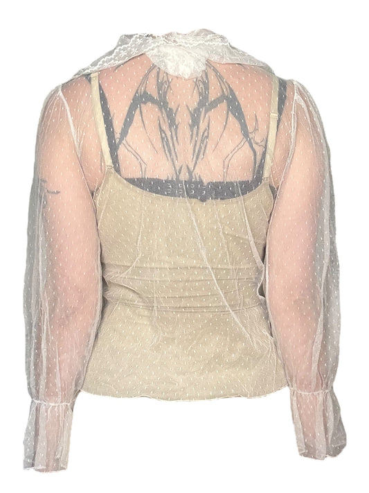 Orlando Sheer White Collared Blouse - L