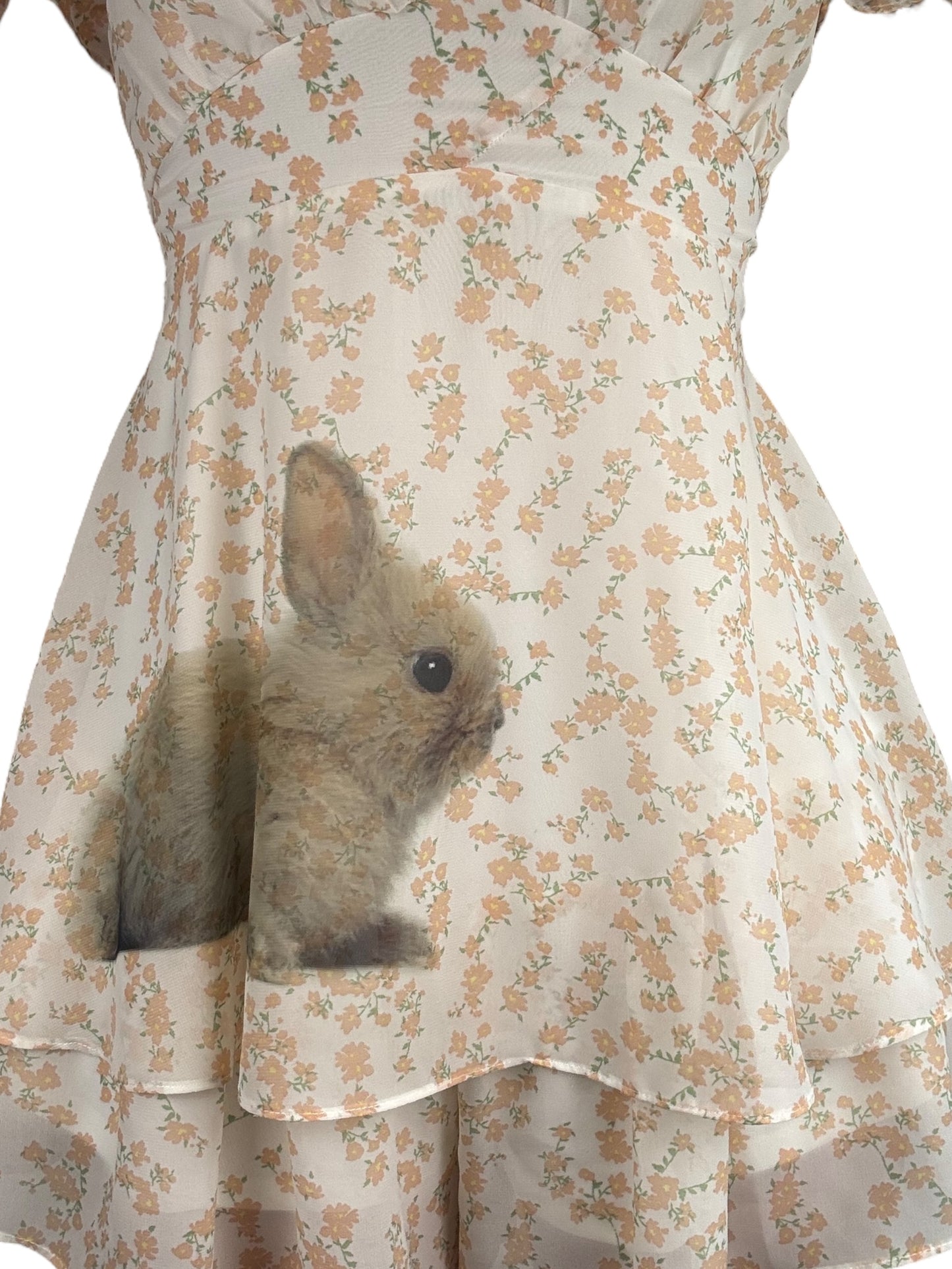 Floral Flutter Bunny Ruffle Dress/Romper - L/XL