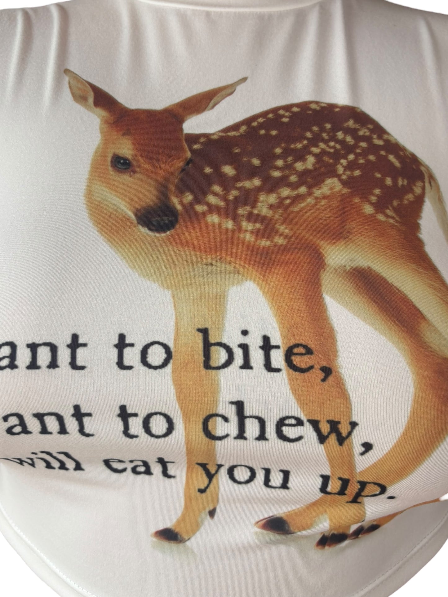 Eat You Up, Deer White Cropped Tee - XL