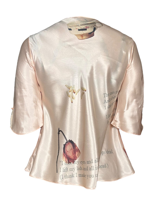 Mad Girl's Tea Party Pink Satin Blouse - L