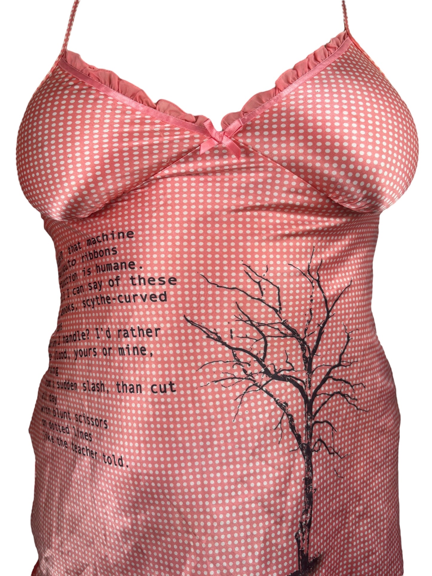 Cut Me to Ribbons Pink Polka Dot Slip Mini Dress - L
