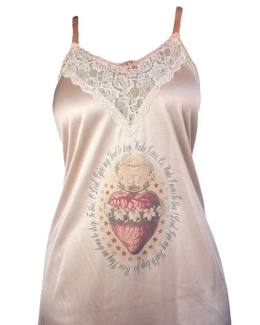 My Soul To Keep Sacred Heart Peach Slip Dress - 1X/2X