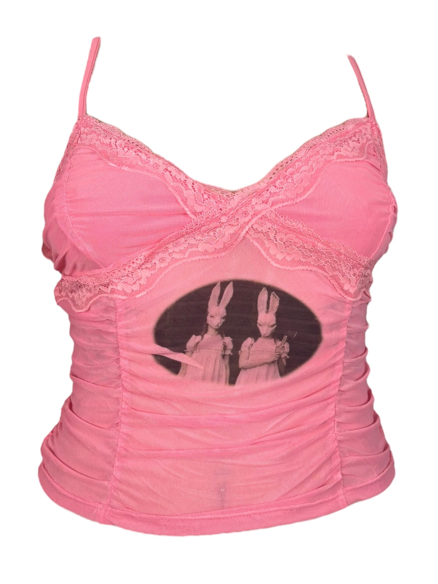 I Love You, Bunny Hot Pink Ruched Tank - M/L