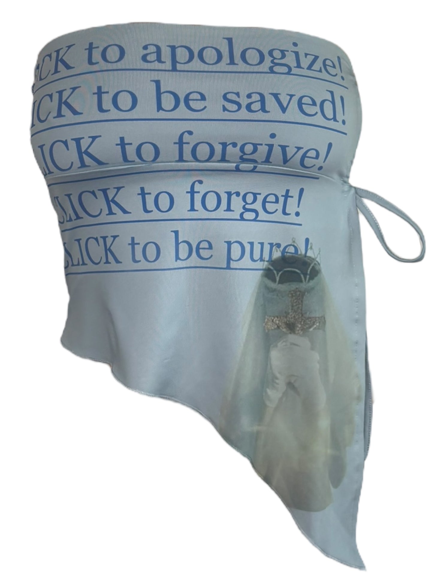 Click to Forgive Blue Flutter Tube Top - S/M