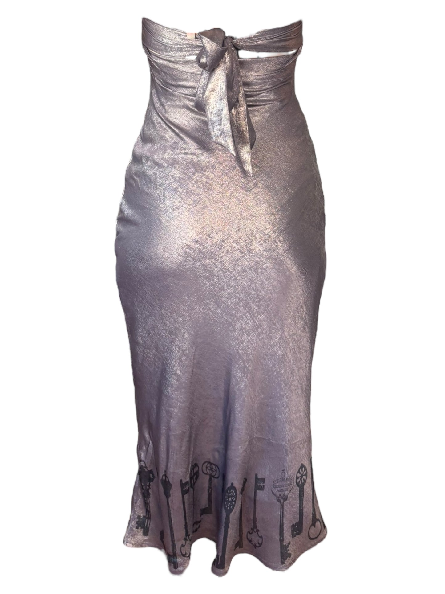 Under Lock and Key Silver Formal Dress - L