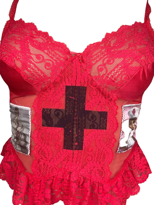 Straightjacket Red Garter Tank - M