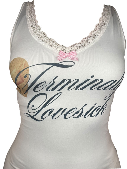 Terminally Lovesick White Lace Tank - M