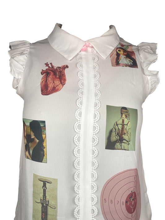 Candy Striper Twee Collared Blouse - S/M