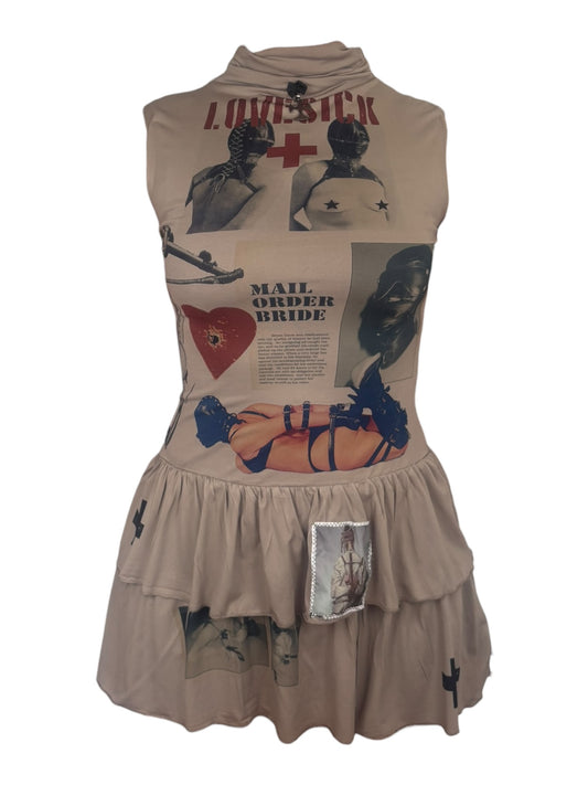 Lovelorn Greige Mini Dress - L