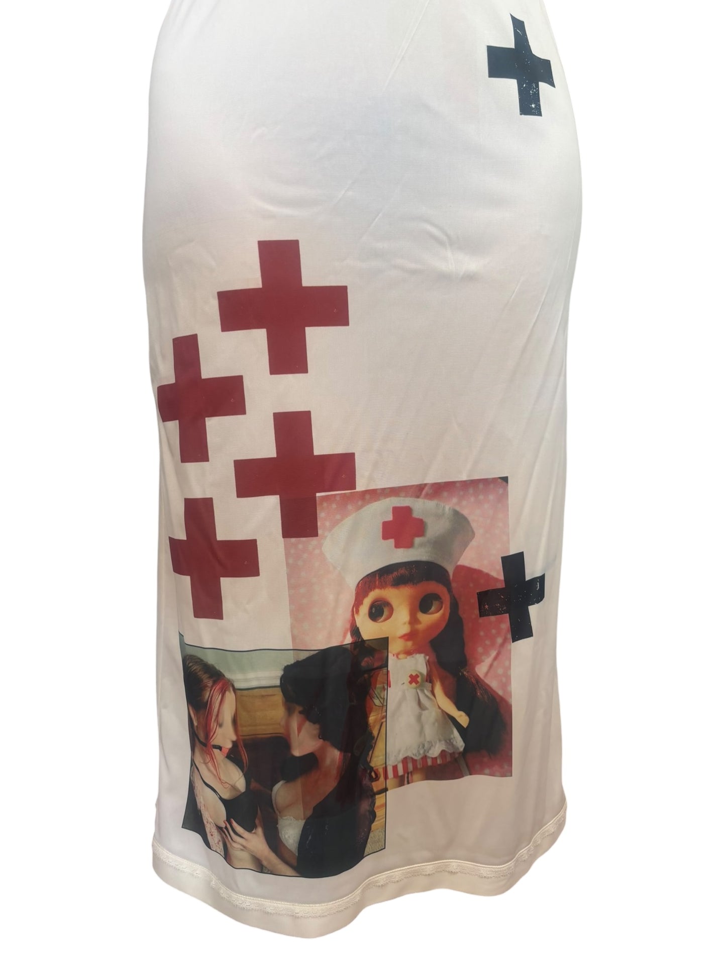 Candy Striper Ivory Slip Skirt - L