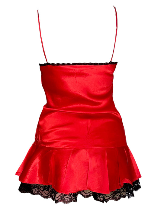 Twin Blades Red Drop Waist Dress - S/M