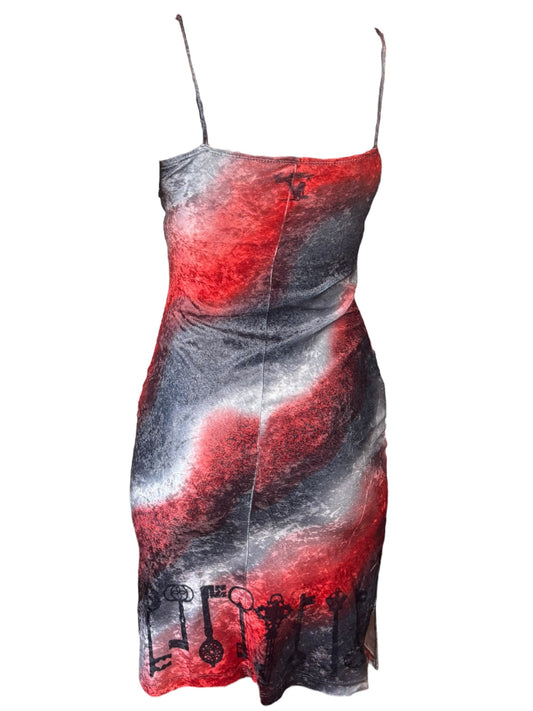 Under Lock and Key Red Gradient Velvet Dress - M