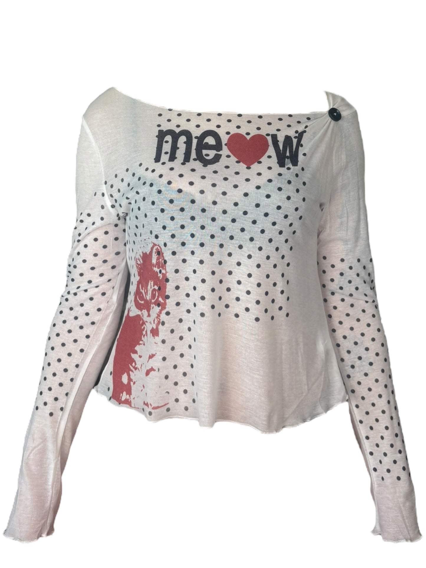 Meow Slouchy Polka Dot Longsleeve
