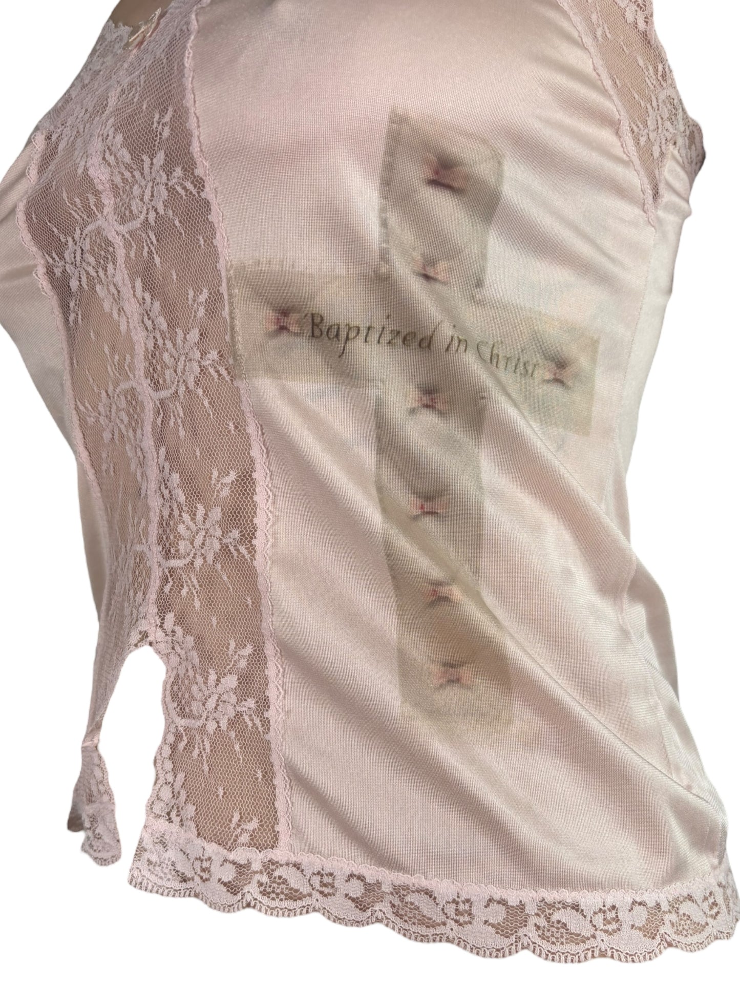 Baptized in Christ Pink Slip Tank - M
