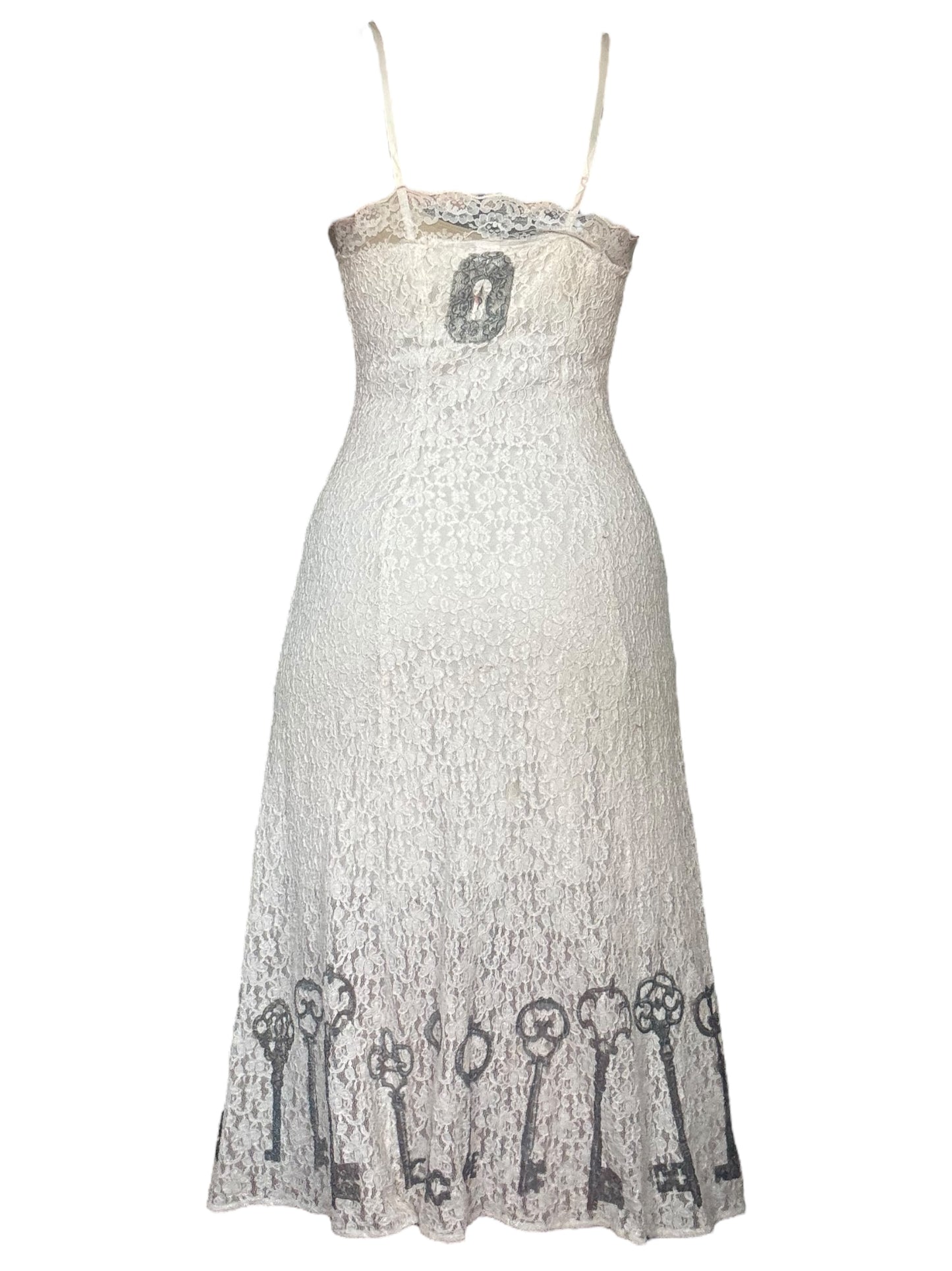 Forlorn Flight White Lace + Buttons Dress - L