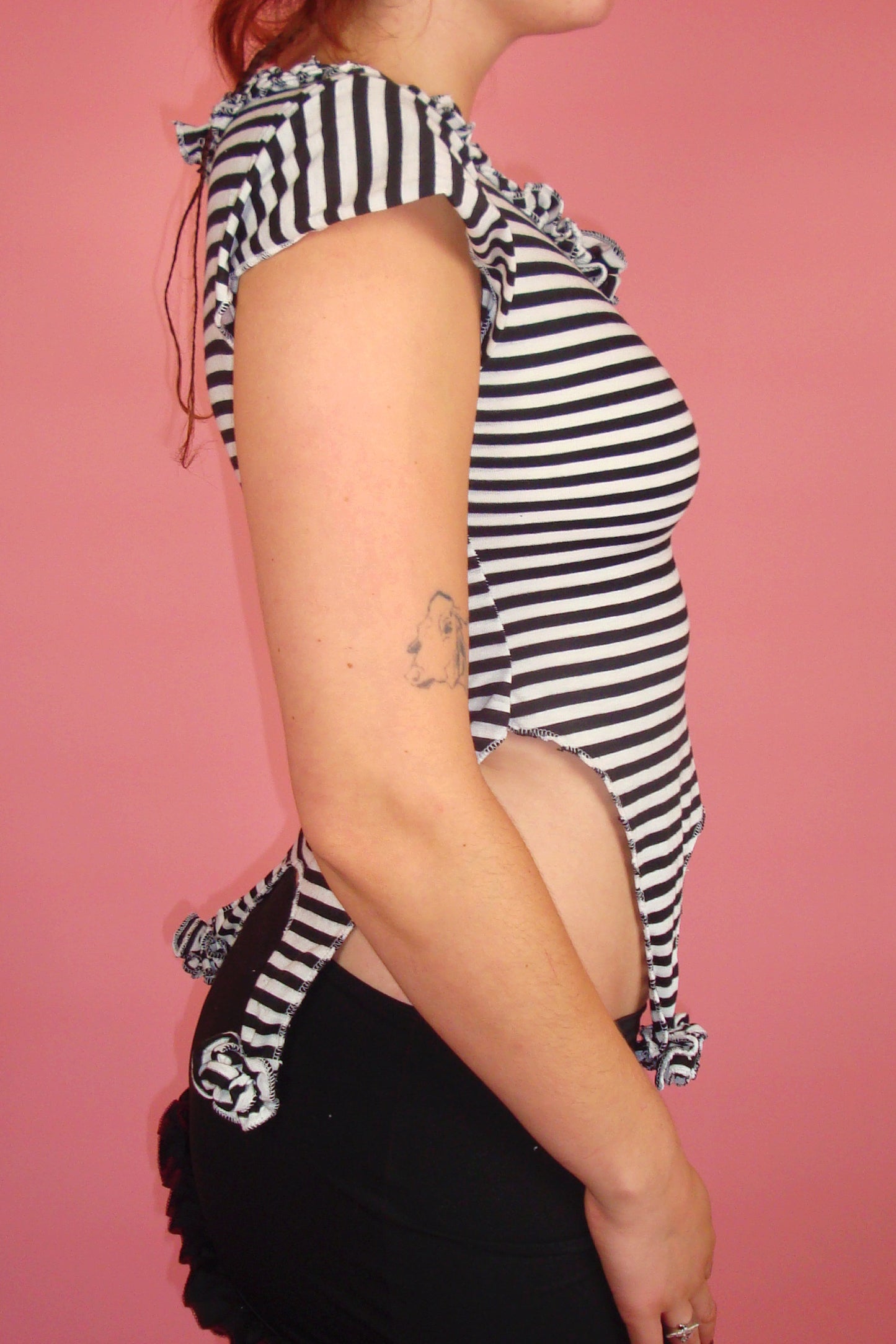 Eden Black and White Striped Garter Top - S/M