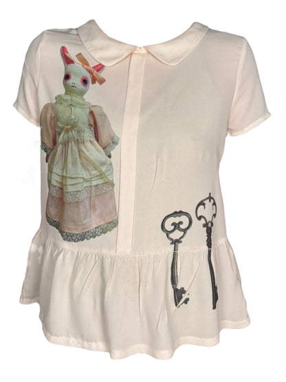 Vivica Pink Peter Pan Ruffle Blouse - S/M